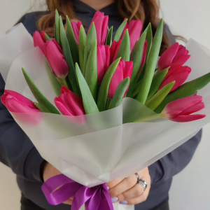 Букет из розовых тюльпанов, 15 шт